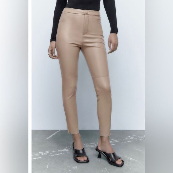 NWT ZARA FAUX LEATHER LEGGINGS - Picture 2 of 8